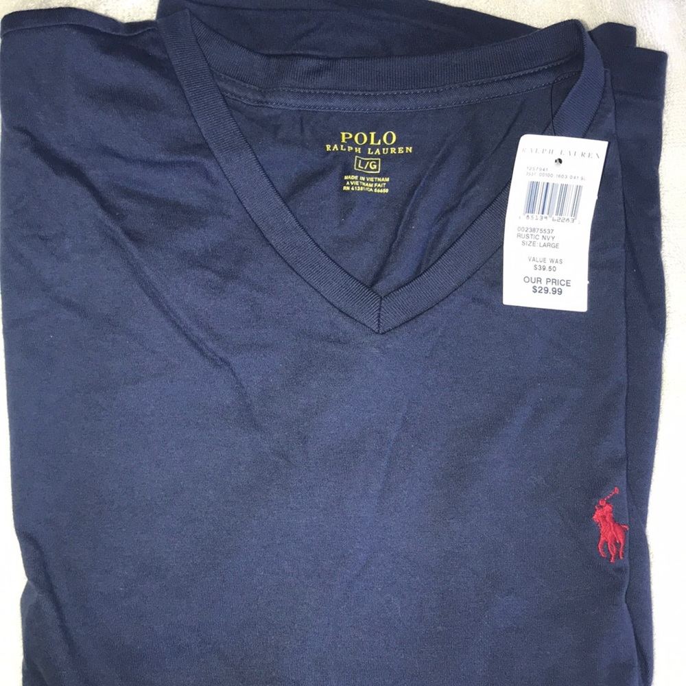 Men’s Navy polo Ralph Lauren V- Neck Large NWT